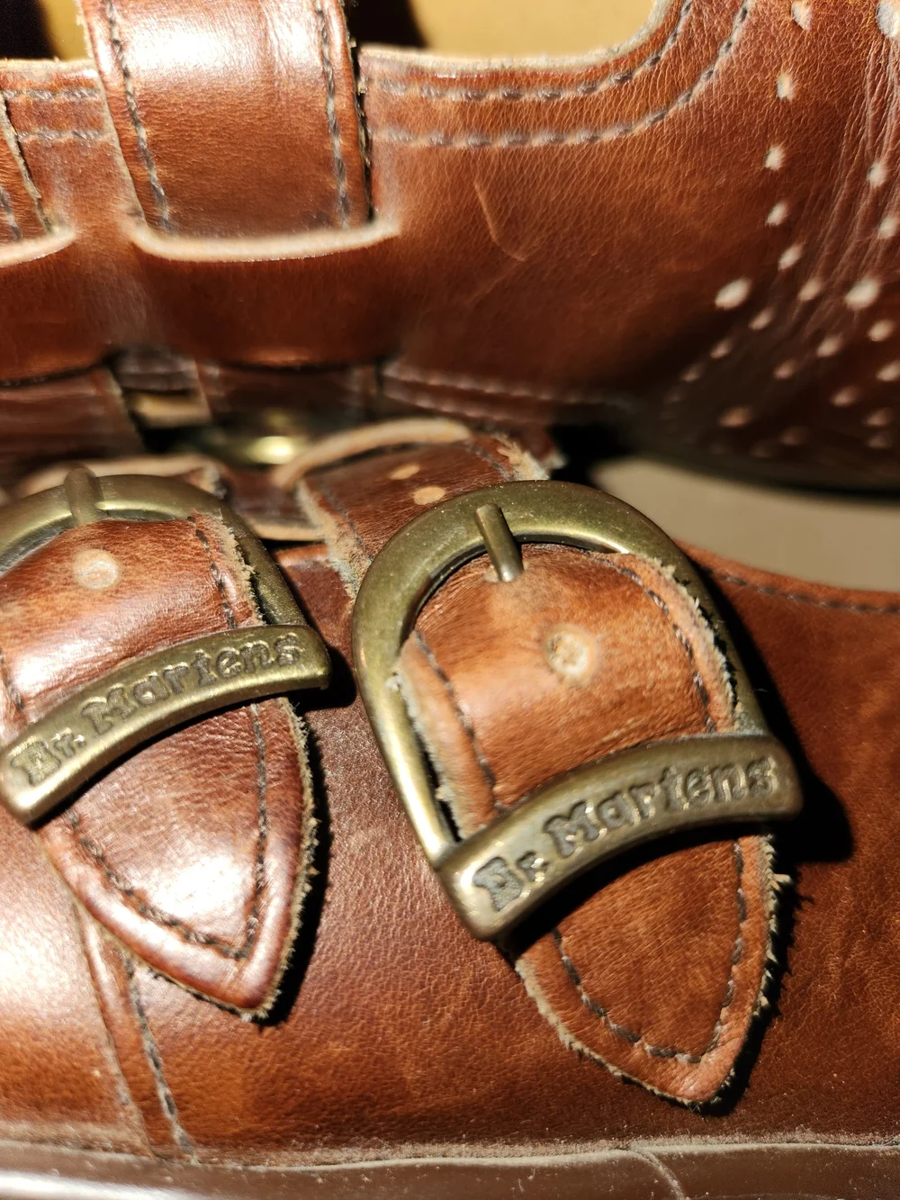 Dr. Martens Brown Leather Double-Strap Loafers #445